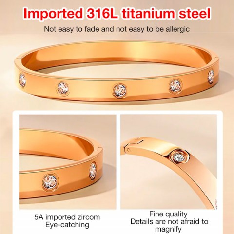 Titanium Steel Diamond Health Bracelet