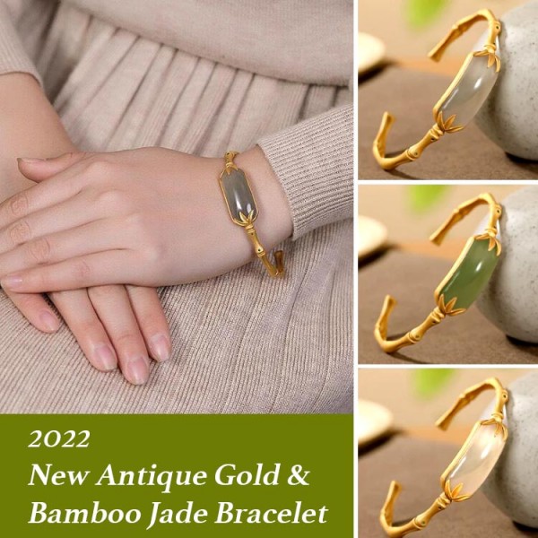 2022 NEW ANTIQUE GOLD AND BAMBOO JADE BRACELET