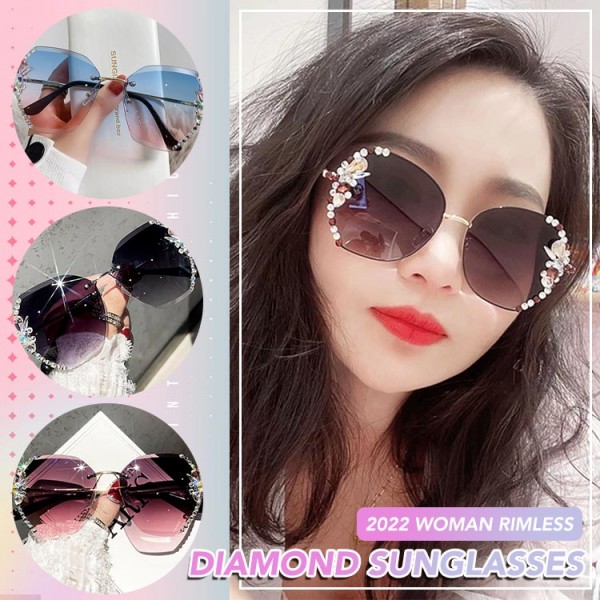 2022 Women Rimless Diamond Sunglasses..