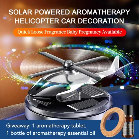 Solar powered aromatherapy helicopter car decoration
