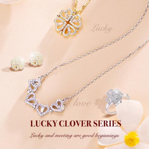 Korean Version Four Leaf Love Hearts Jewelry Set