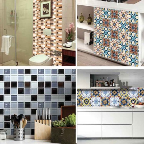 3D Ceramic Tile Wall Sticker-One pack with 6pcs. 