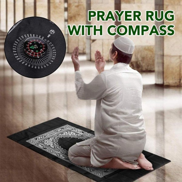 Portable Muslim Prayer Rug with Compass..