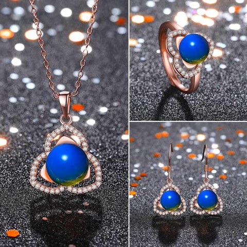 Blue Amber Jewelry Set