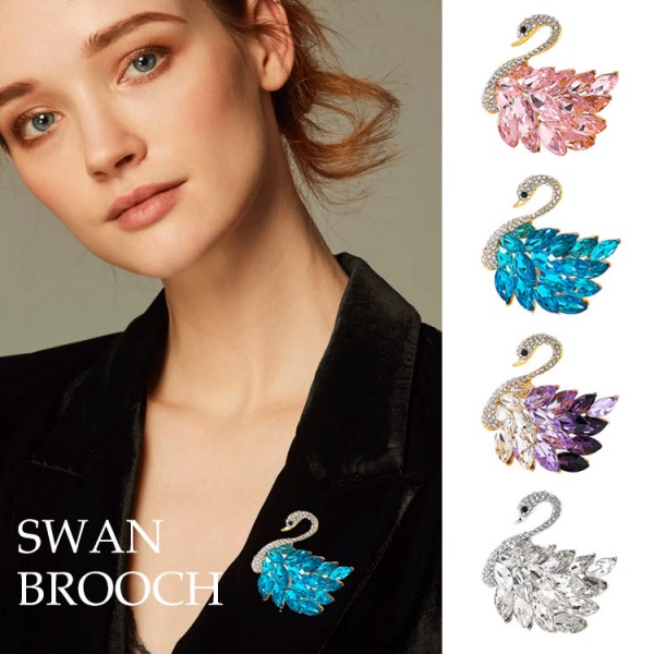 High-end crystal swan brooch