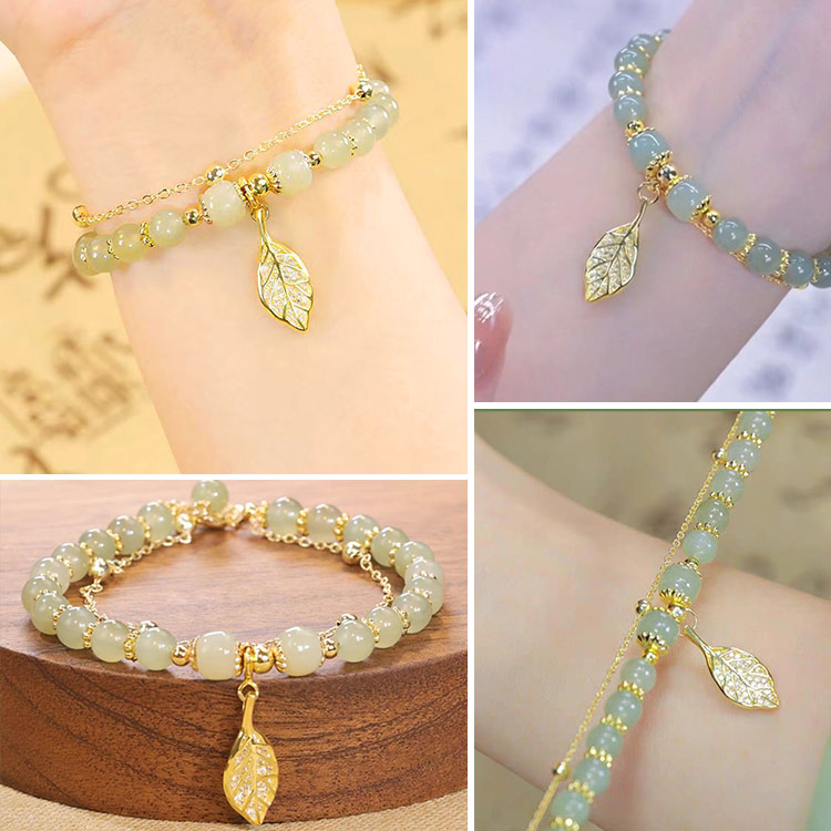  Independence Day Promotion-18K Gold Branches And Jade Leaves Series Jewelry-Four-piece set for only RM47 each